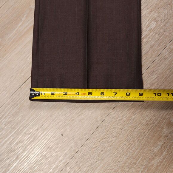 Isaia Napoli Wool Pants Mens 54 (38x33) Brown Pin Striped Pleated Trousers - Picture 13 of 14